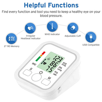 Health Care Blood Pressure Monitor Digital Tonometer Upper Arm Blood Pressure Meter Automatic BP Medical Sphygmomanometer Pulse