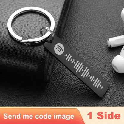 Personalized Spotify Code Keychains Music Keyrings Customized Scannable Song Name Key Rings Chains Best Gift for Car Couple P040
