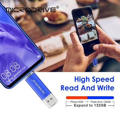 OTG Pendrive 2 in 1 type c USB 2.0 Flash Drive 1GB 128gb 64gb cle usb memoria usb metal stick 32gb 8gb Pen Drive for Android