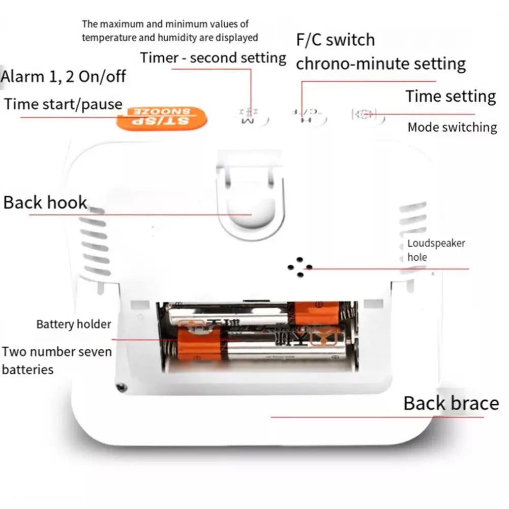 LCD Digital Alarm Clock Waterproof Bathroom Shower Timer For Cooking Shower Timer Temperature Humidity Display Hanger