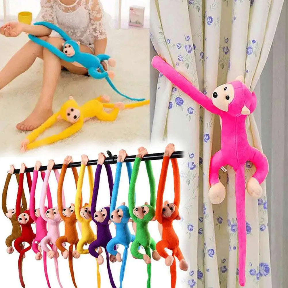 Colorful Long-arm Monkey Plush Stuffed Dolls Children's Animal Plush Toys Creative Curtain Dolls Hanging Monkeys Decorative Gift