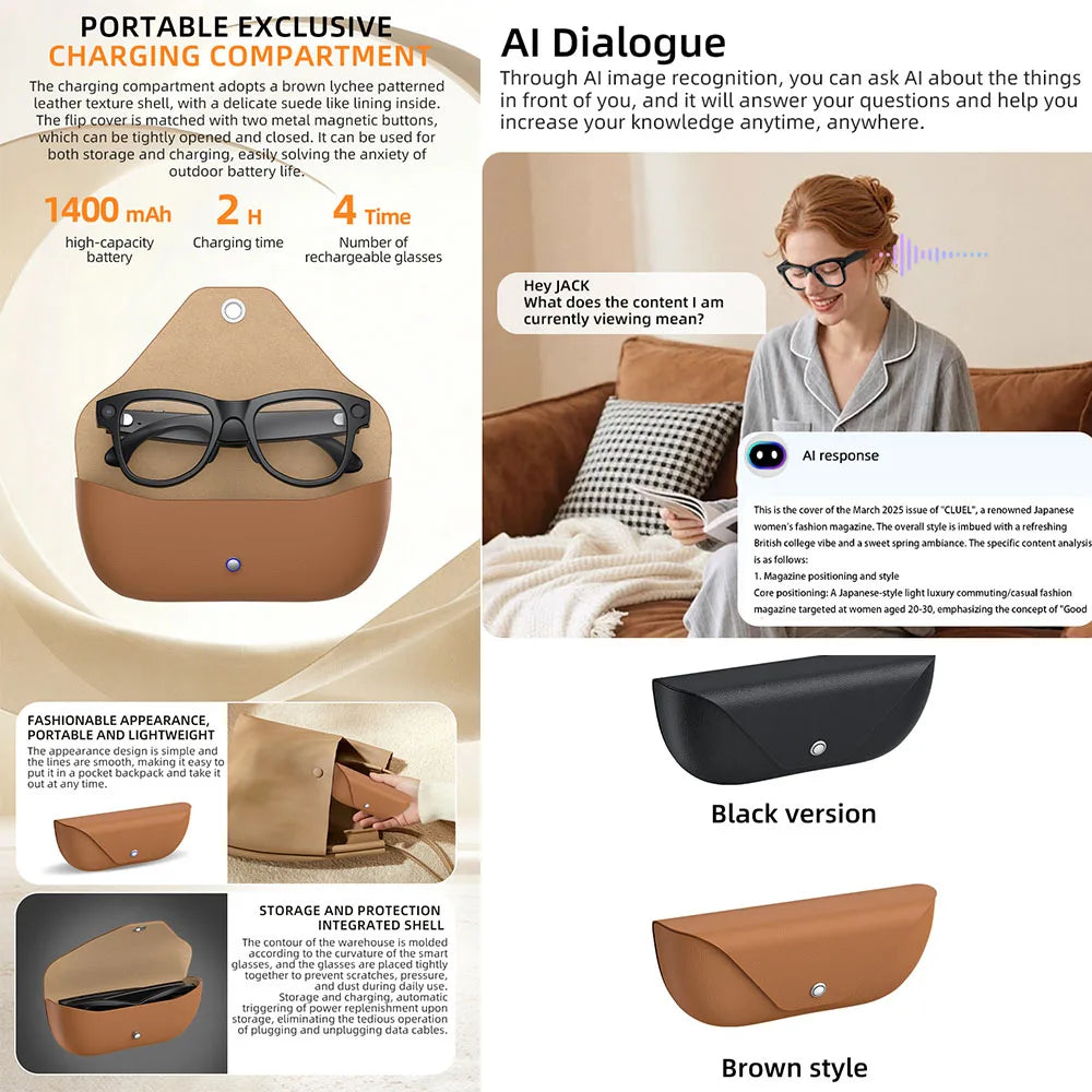 2026 New Smart Glasses Video Recording AI Dialogue Translation 800W HD Camera EIS Anti-Shake Shooting Smart Glasses Men Women