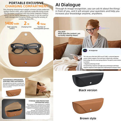 2026 New Smart Glasses Video Recording AI Dialogue Translation 800W HD Camera EIS Anti-Shake Shooting Smart Glasses Men Women