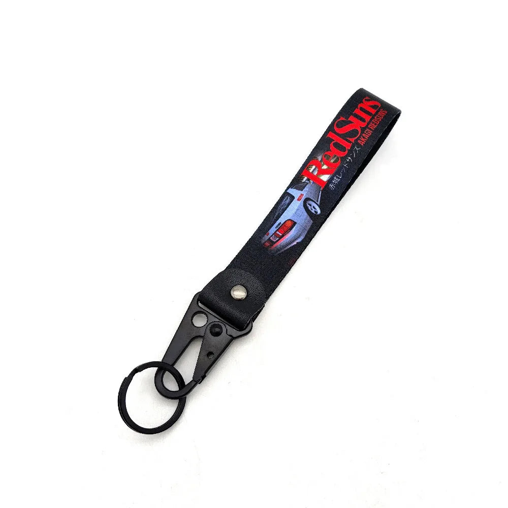 Initial D Car Keychain Nylon JDM Style Gift Lanyard Keyring Auto Key Steel Spring Clip Key Starp Key Pendant