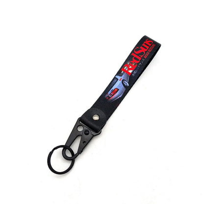 Initial D Car Keychain Nylon JDM Style Gift Lanyard Keyring Auto Key Steel Spring Clip Key Starp Key Pendant