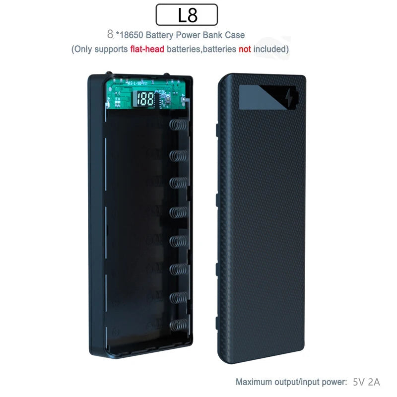 10/8*18650 Power Bank Battery Box Stand Portable Dual USB Power Bank Charge Shell For iPhone Xiaomi Battery Case Detachable Case
