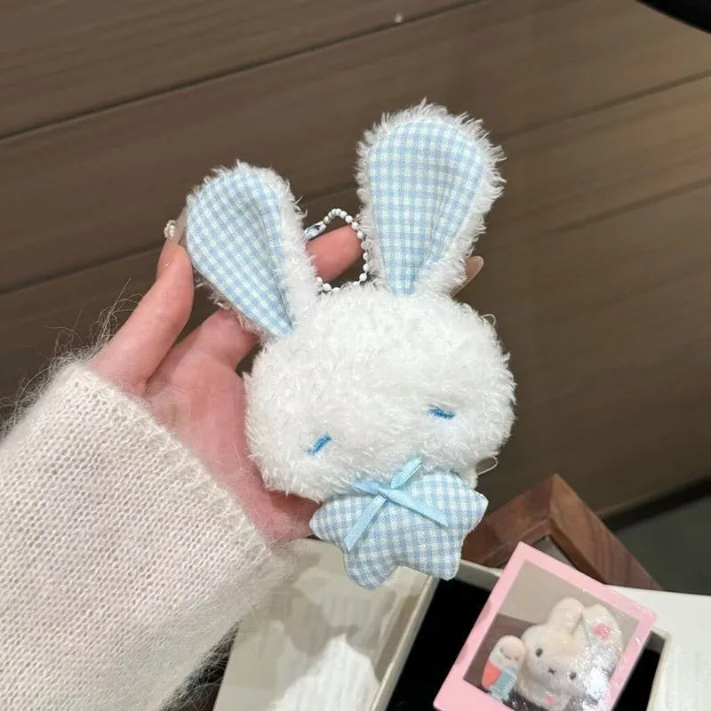 New Kawaii New Mini Angel Bunny Plush Keychain Cute Soft Rabbit Stuffed Toy Hanging Pendant
