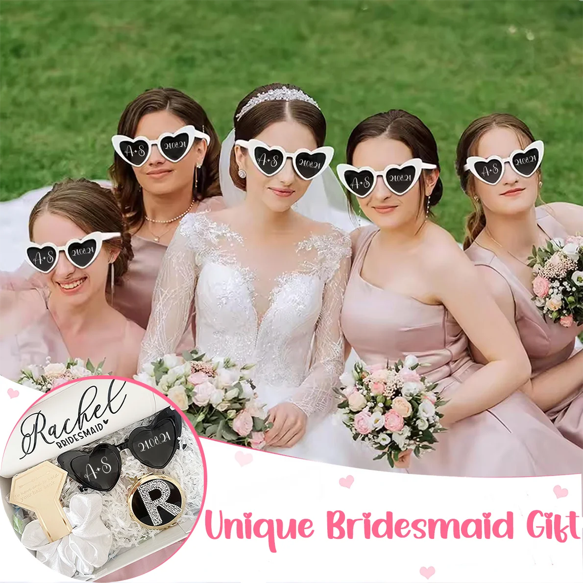 12-120Pcs Custom Wedding Sunglasses Personalised Heart Shaped Sunglasses Wedding Party Favors for Guest Date Initials Custom