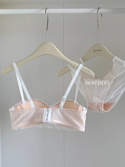 YEMOMO French Style Lace Half Cup Bra Set Wireless Push Up Boost Bust Lift Anti Sagging Elegant Comfortable Lingerie Set Ladies