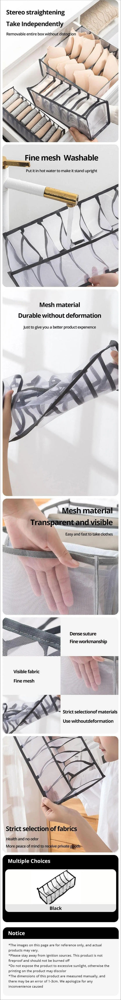 1pc Underwear Drawer Organizer Storage Box Foldable Closet Organizers Drawer Divider Storage Boxes For Underpants Socks Bra