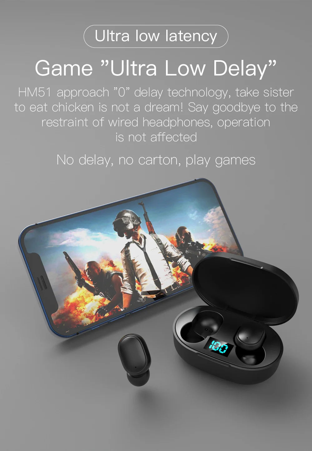 E6S Bluetooth 5.3 TWS Earbuds Noise Cancelling Wireless Headphones, HD Mic, Deep Bass, One-Step Pairing for Gaming & Calls