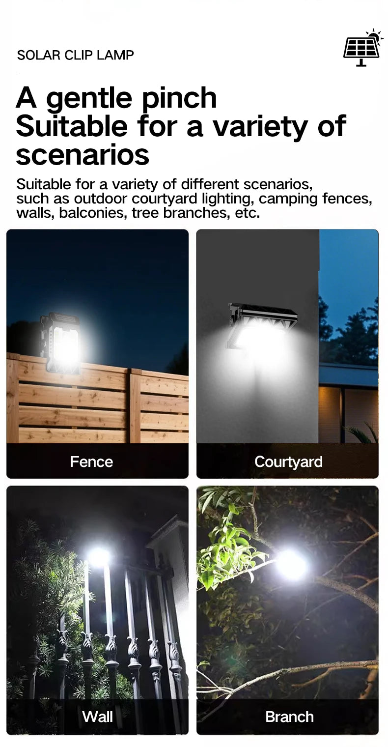 Solar powered courtyard lamp, household garden lighting, human body sensing multifunctional outdoor clip on lawn lamp
