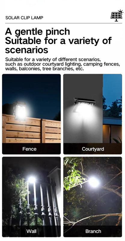Solar powered courtyard lamp, household garden lighting, human body sensing multifunctional outdoor clip on lawn lamp