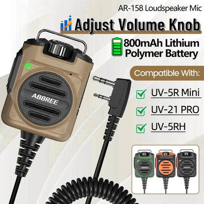 ABBREE AR-158 Rechargeable Walkie Talkie Microphone Speaker Adjust Volume PTT For Baofeng UV-5R Mini for Quansheng UV-K1 (8) K5