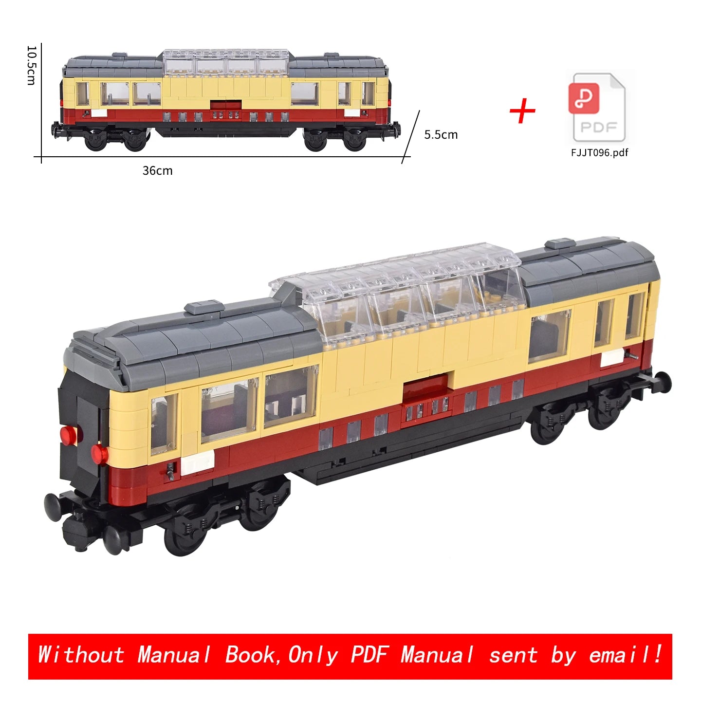 Vintage Dual Cab Train MOC Blocks, Detailed Retro Railway Locomotive, Educational DIY Toy for Train Fans, No Paper Manual