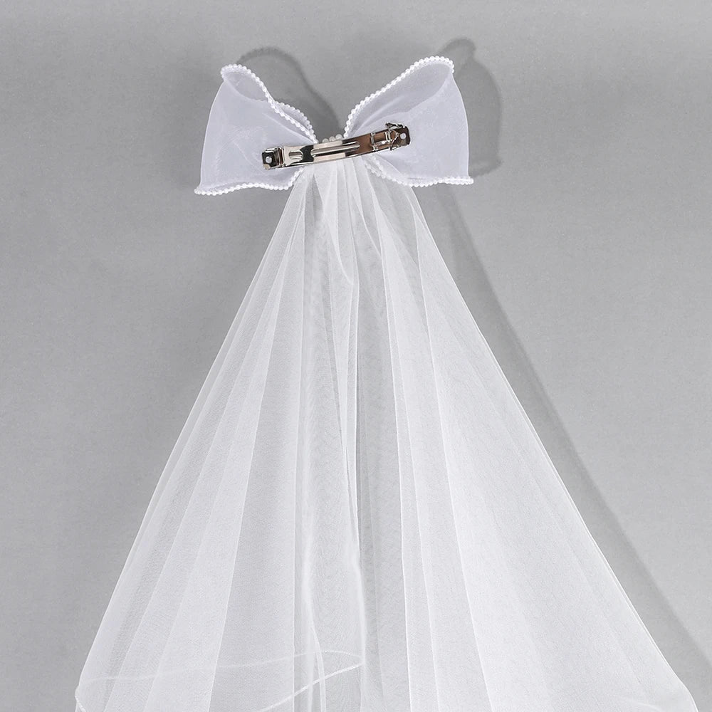 White Tulle Hair Clips For Girls Fairy Mesh Bow Large Hairpin Flower Barrette Summer Party Wedding Women Headdress Accessories