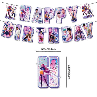 K-pop Kids Birthday Party Supplies All-in-One Decor Set-Paper Tableware Cups Candy Box Gift Bags Banner for Festive Celebrations