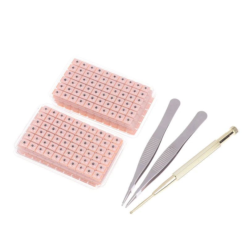★▲1 Set Multi-Condition Ear Seeds Acupuncture Auricular Sticker Kit 600pcs With Acupressure Chart Tweezer Auricular Probe
