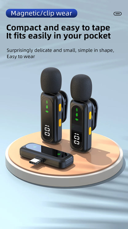 High quality Clip-On Lavalier Microphone J21 Wireless Mini Lapel Mic with100mah Battery for Video Recording Vlog/Podcast Creator