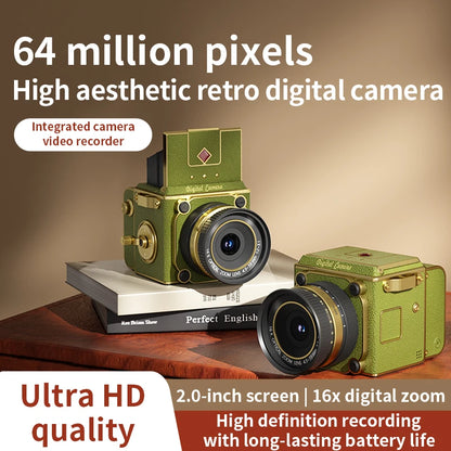 4K Retro Digital Camera 64MP Ultra Clear Pixels 16X Zoom 20 HD Screen Portable CCD Vintage Camera For Beginners And Students