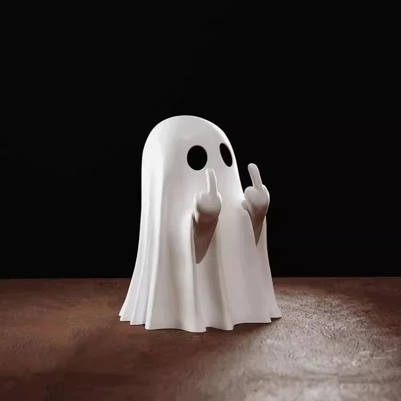 Halloween Middle Finger Ghost Statue Small Halloween Decor for Home Centerpiece for Coffee Table, Adorable Horror Figure