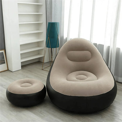 Portable Inflatable Lazy Sofa with Footstool, Hot-Selling Outdoor Camping Lounger, Waterproof Wear-Resistant Air Mattress for Na
