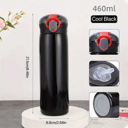 Ladies Insulated Cup With Straw Pop Up Lid Portable Minimalist Water Bottle Couple Vacuum Mug For Daily Use