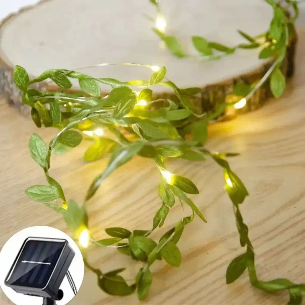 7M/12M/17M Maple Leaf Vine Fairy Lights String LED Solar Light Garden Decoration Waterproof Solar Lamp Wedding Christmas Garland