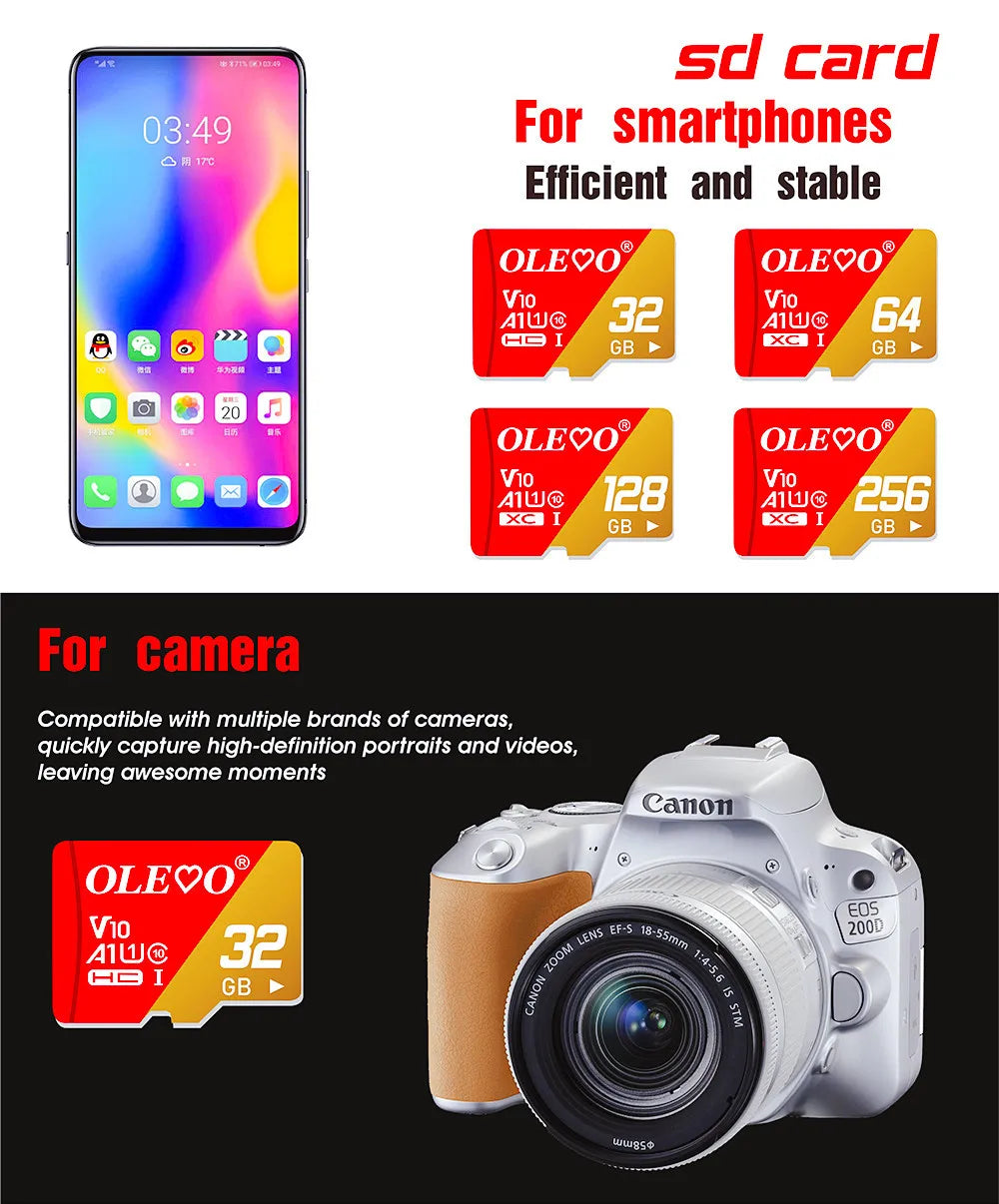Extreme PRO Card 64GB 128GB 256GB A1 Class 10 UHS-I U1 Max Speed Reading 170MB/s V10 32GB A1 Micro TF SD Card Memory Card