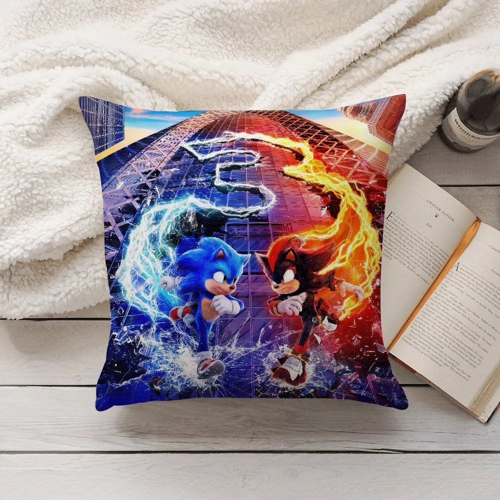 Movie S-Sonic the T-Hedgehog 3 Pillow Case Home Decoration Cushion Cover Suitable For Bedroom Car Office Sofa
