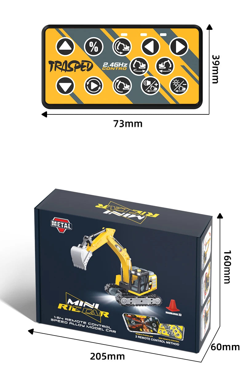 2026New Full-Scale Mini Excavator Tipper Truck 1:64 Remote Control Engineering Vehicle Mini Forklift Birthday Gift Toy RC Trucks