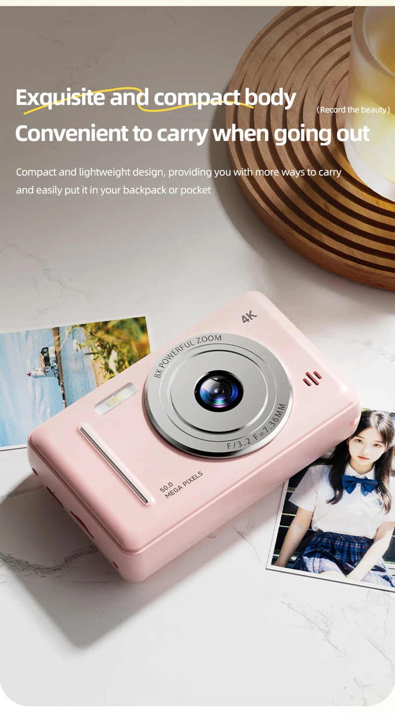 Xiaomi Retro 4K CCD Camera 50MP Auto Focus Dual Flash 8x Zoom Portable Student Vlog Camera for Beginners Travel Gift Photography