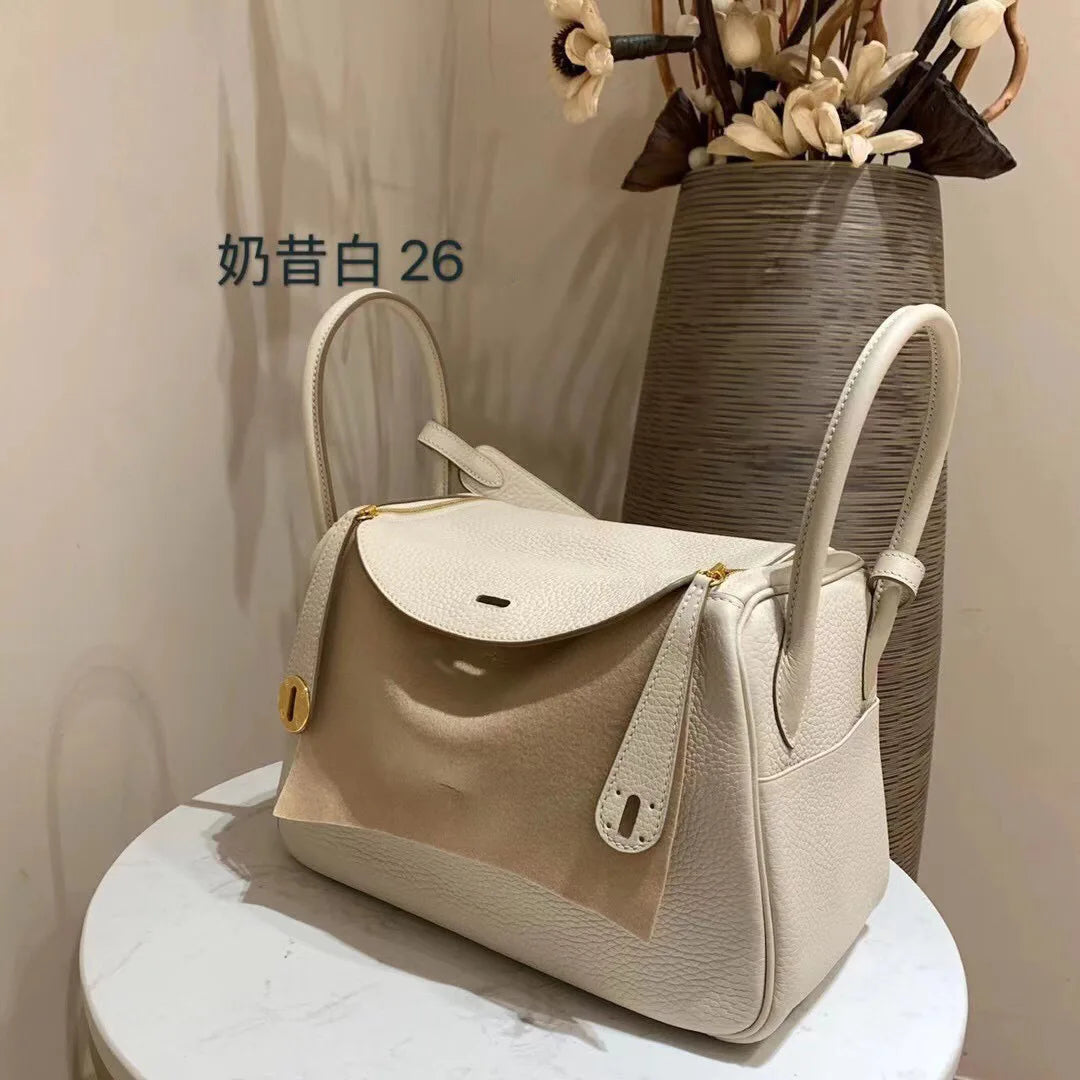 Women's Handbag 2025 New Style Top Layer Cowhide Leather Lundy Mini Doctor Bag Genuine Leather Handbag Single Shoulder Crossb...