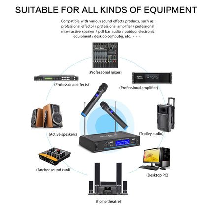 Wireless Microphone G-MARK G210V Professional 2 Channels Handheld Karaoke Mic For Party Meeting Church Show Home