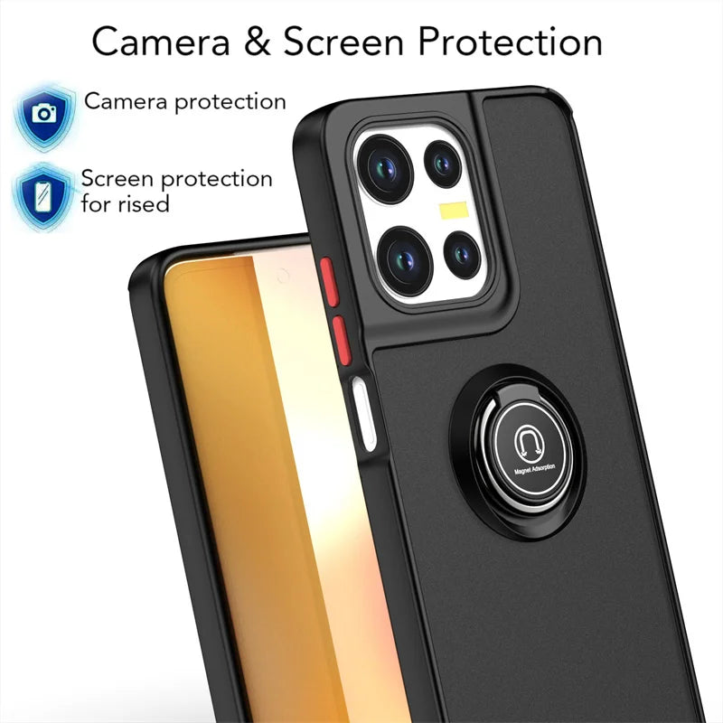 Shockproof Matte Armor Case For Motorola Moto G35 G55 G75 G85 G56 G86 5G G05 G15 Magnetic Holder Ring Stand Hard PC Back Cover