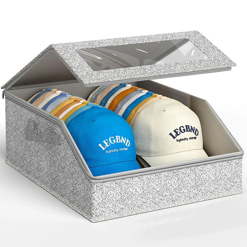 Multifunctional Large Capacity Foldable Baseball Cap Storage Box With Lid Dustproof Hat Organizer Container For Home Closet