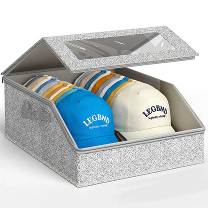 Multifunctional Large Capacity Foldable Baseball Cap Storage Box With Lid Dustproof Hat Organizer Container For Home Closet