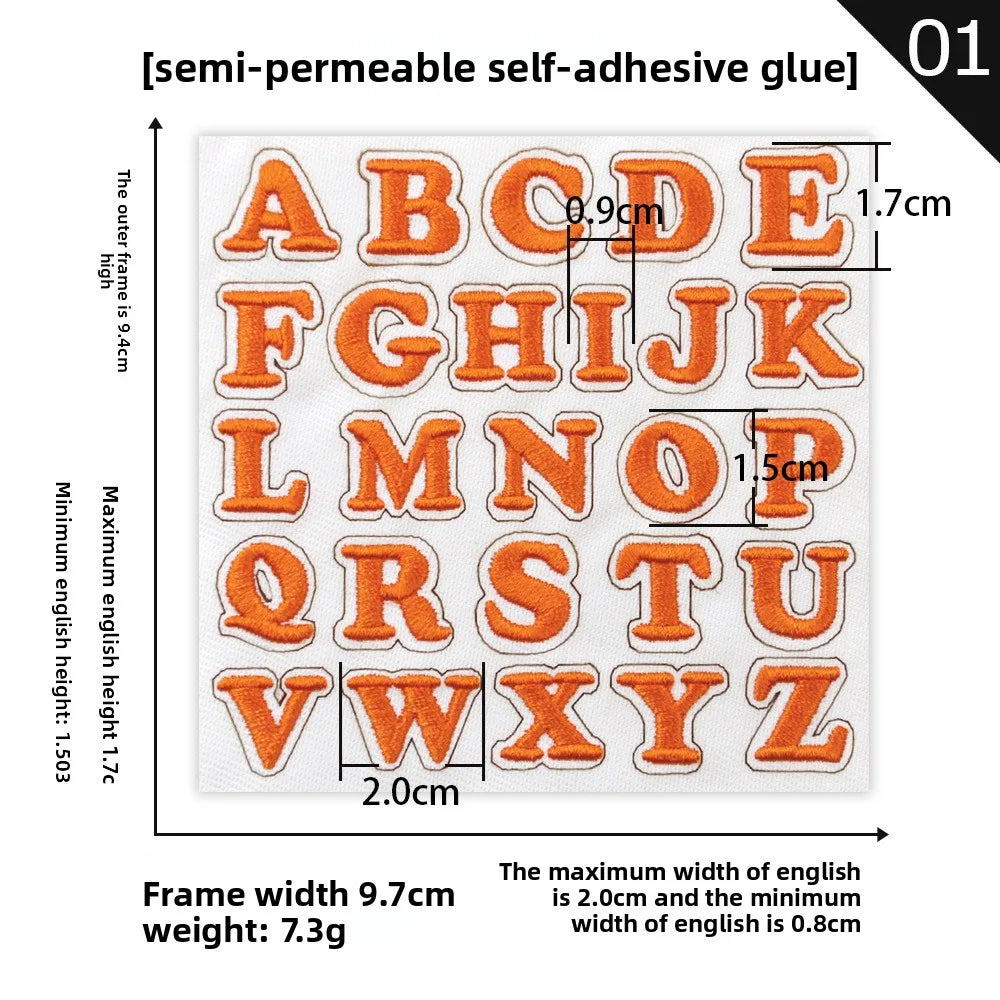 26pcs Small Letter Embroidered Patches Self-Adhesive Fabric Stickers Patche For Fabric, Clothes, Hat, Socks, Jeans,Backpacks