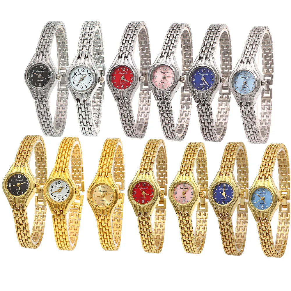 10pcs Women Bracelet Watch Golden Relojes Small Dial Quartz leisure Watch Popular Wristwatch Hour female ladies elegant watches