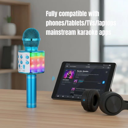 Karaoke Microphone for Kids & Adults - Bluetooth Microphones Singing Mic with Disco Lights, Portable Karaoke Player for Gifts