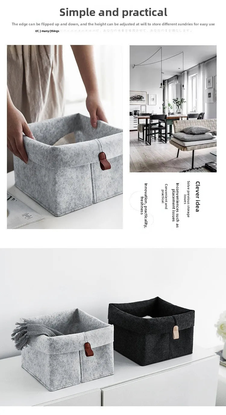 1-5PCS Desktop Organizer Basket Felt Storage Bin for Snacks and Sundries Home Office Desk Tidy Declutter Storage Box