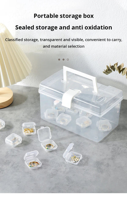 40pcs/set Mini Clear Plastic Storage Box Jewelry Storage Case Transparent Storage Organizer Multifunctional Portable Storage