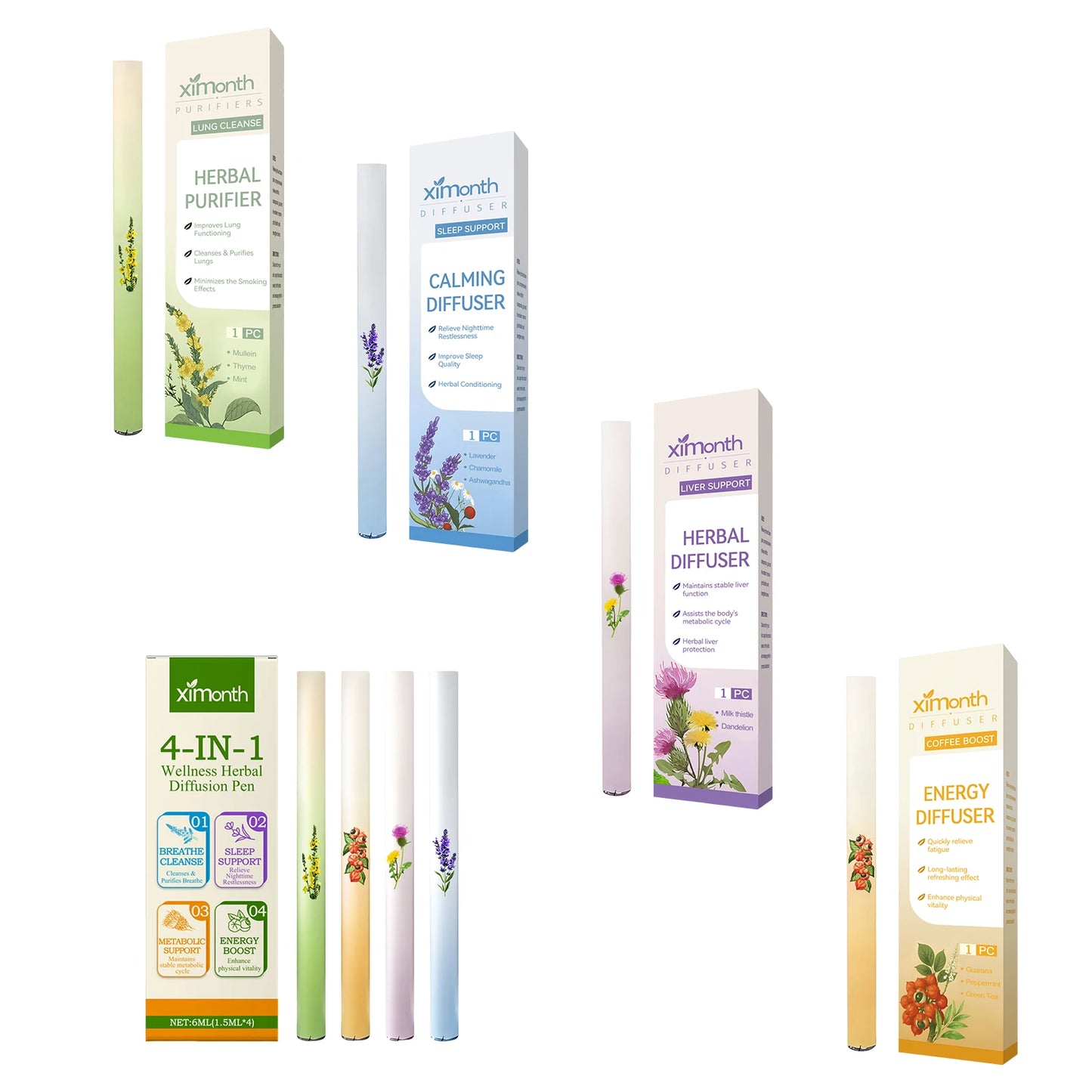 Herbal Blend Diffuser Refreshes The Mind Relieves Fatigue Lung-clearing Purification Pen Relieve Breath Discomfort for All Ages