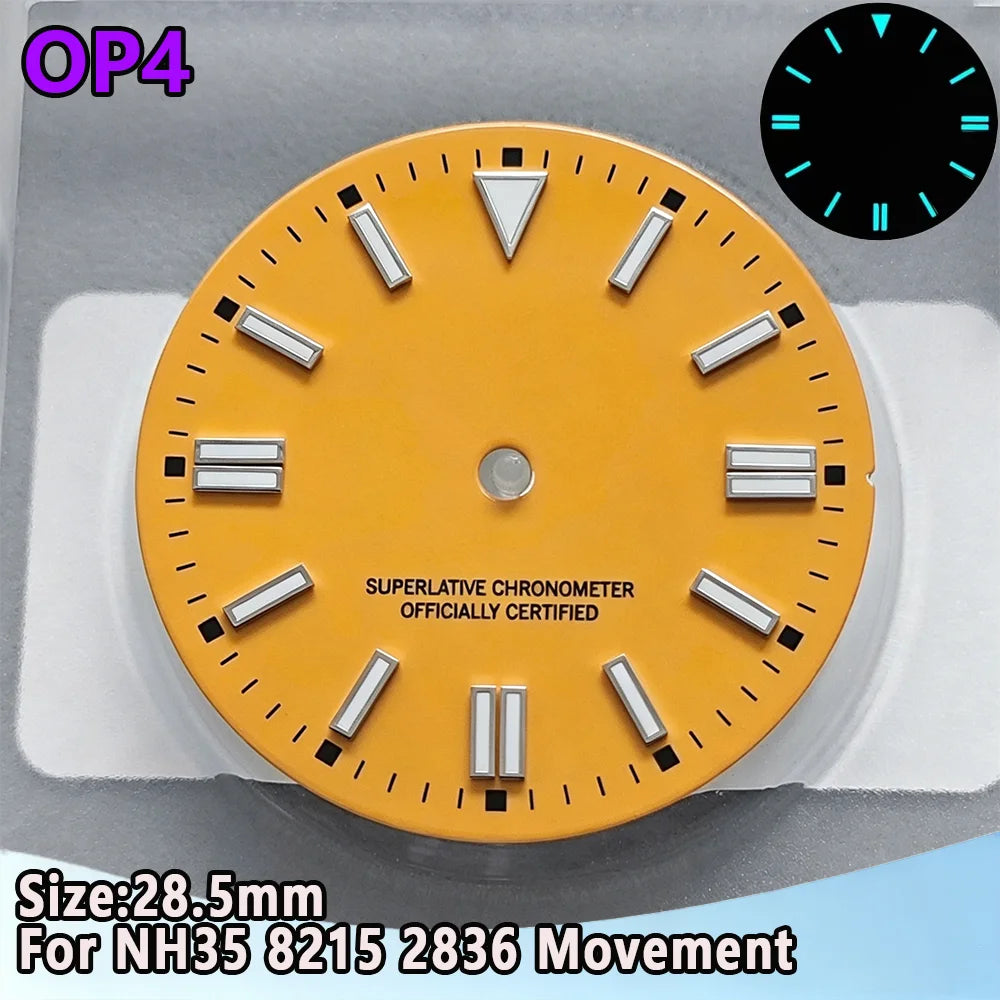 28.5mm NH35 Watch Dial Luminous Dials Single Calendar Dial Suitable For NH35 Movement Can Support DIY Dial Customization Logo