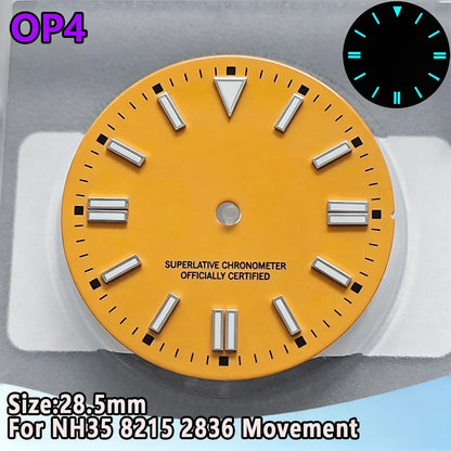 28.5mm NH35 Watch Dial Luminous Dials Single Calendar Dial Suitable For NH35 Movement Can Support DIY Dial Customization Logo