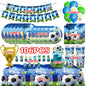 Blue Football Birthday Party Decoration Supply Birthday Soccer Plates Cups Napkins Towel Paper Tableware Tablecloth Party Favor