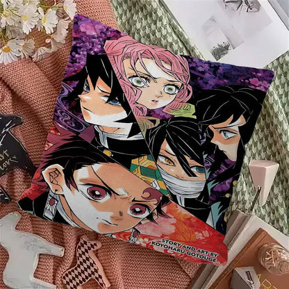 Demon Slayer Cushion Cover Inches Farmhouse Decor Home Throw Pillow Covers For Couch Decorations