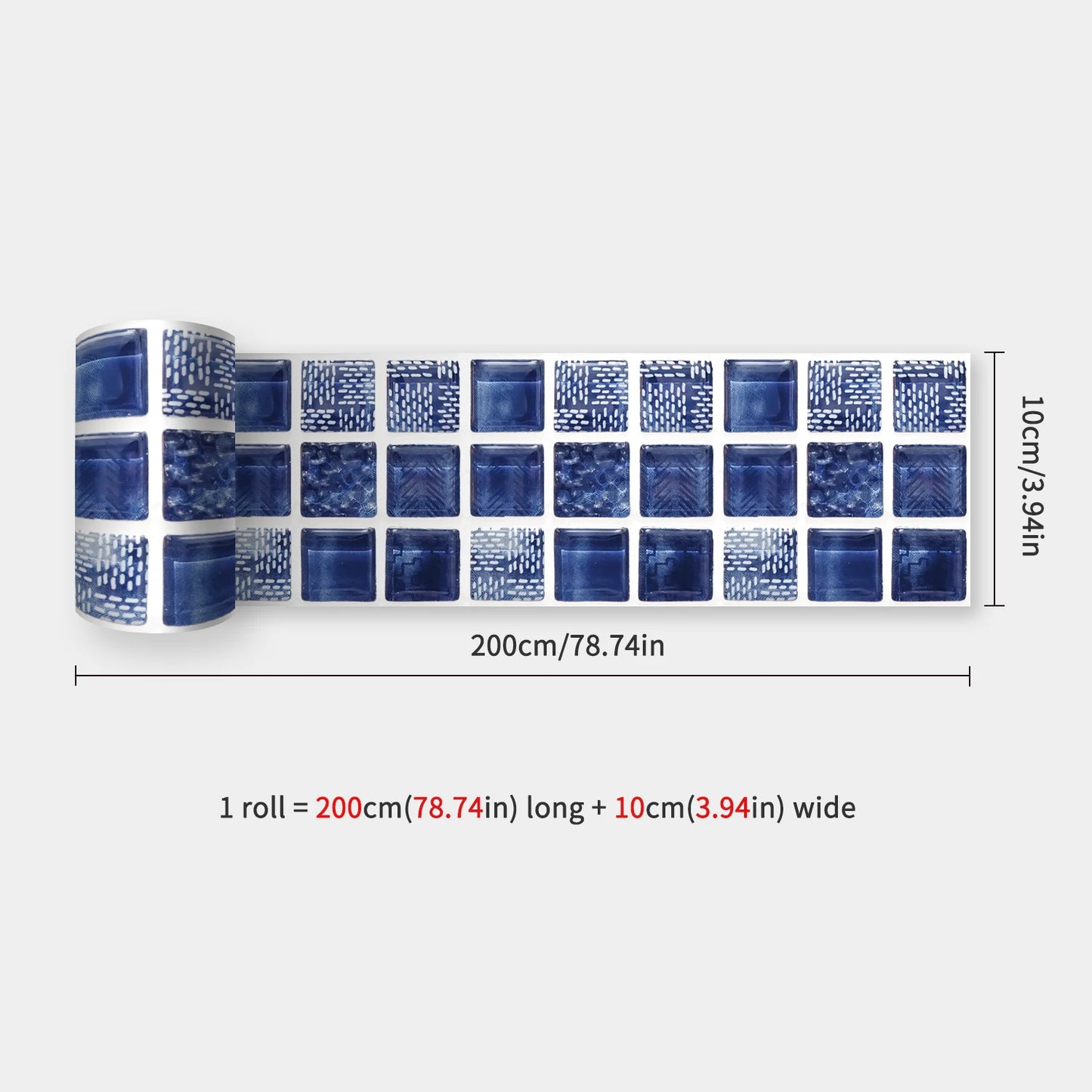 10x200cm Baseboard Sticker Moroccan Mosaic Tile Style Wall Border Sticker DIY Kitchen Bathroom Decoration Waistline Wall Sticker