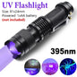 Portable UV Flashlight 365-395nm Black Light Flashlights Ultraviolet Zoomable Torch Pet Urine Stains Fluorescent Agent Detector