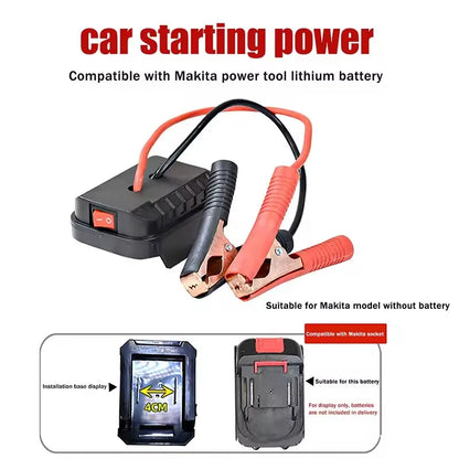 For Makita Car Battery Jump Starter Lithium Emergency Power Bank with Thickened Copper Clips with Dual USB Charging Ports